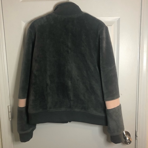 Free People Timeless Movement Fleece Zip Jacket Grey/Green Pink Medium - Picture 4 of 9